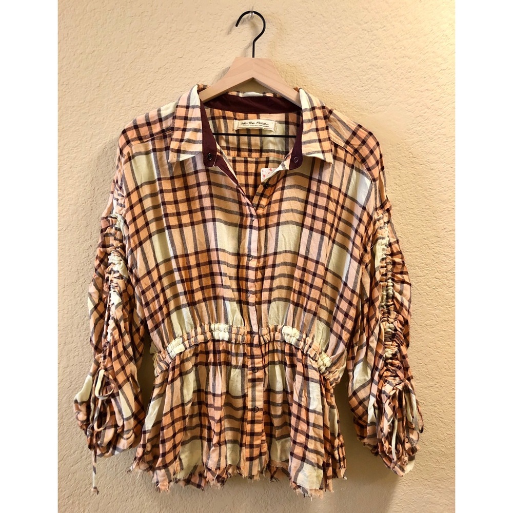 NWT Free People Peach Tree Combo Flannel SZ M!